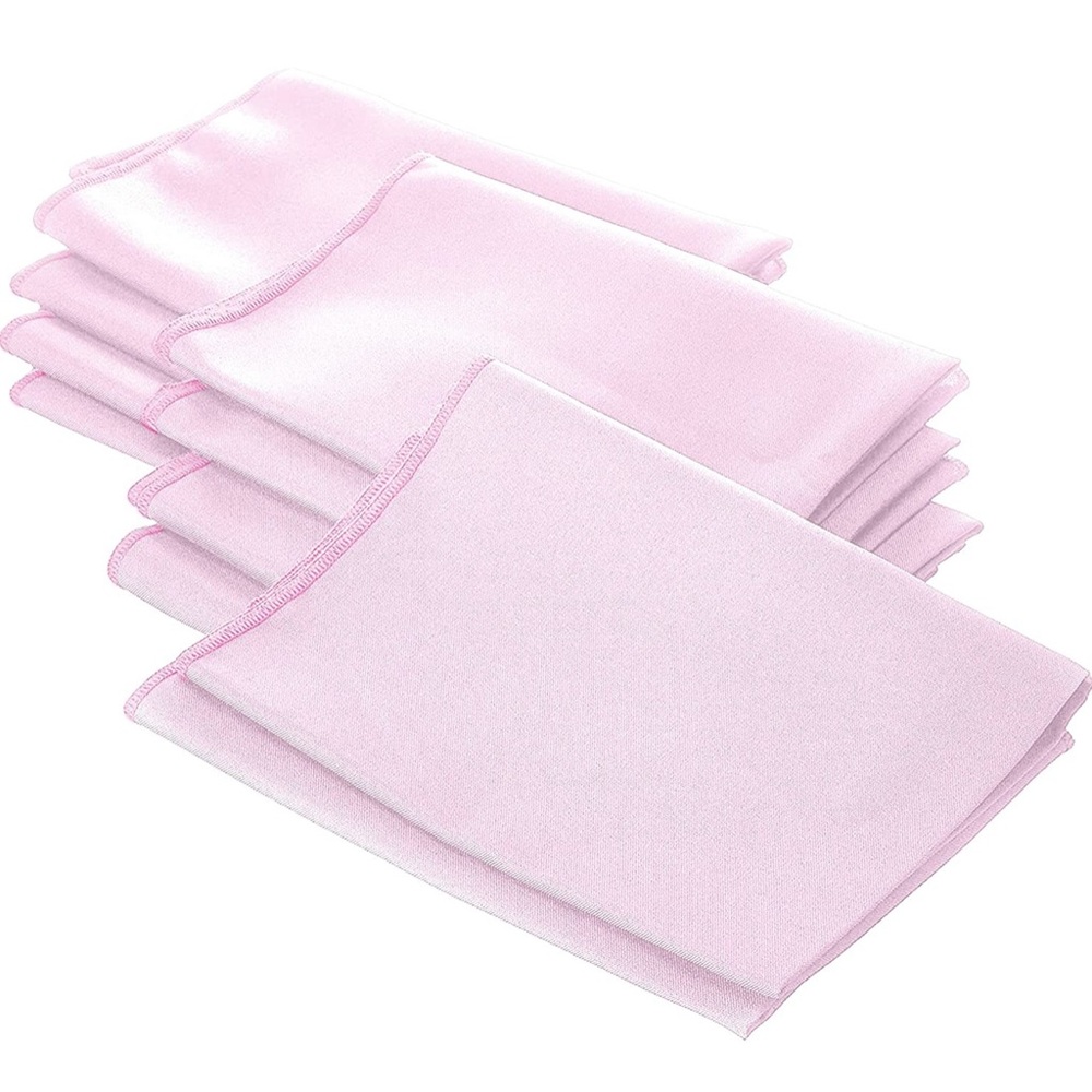 New Set of 10 Light Pink Cloth Napkins Polyester Poplin 18” x 18” USA made